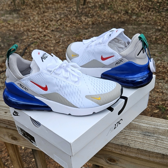 New Men's Nike Air Max 270 White Game Royal Blue Size (Tried On Once) - Picture 6 of 16